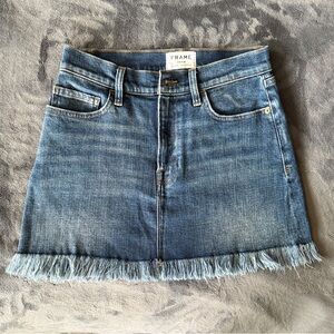 Frame Denim Blue Fringe Mini Skirt